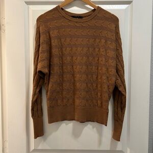 Cyrus Women's Brown Cable Knit Crewneck Sweater